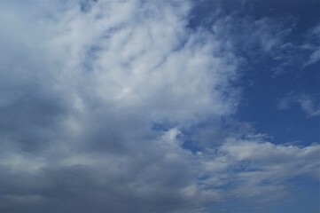 Blue sky with clouds. Overcast skies.