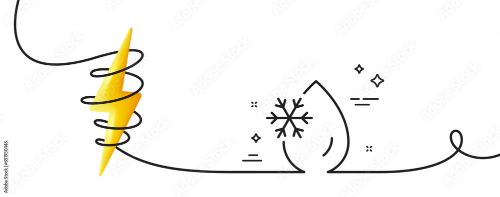 Poster freezing water line icon. continuous one line with curl. freeze cold temperature sign. fridge functi