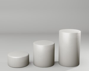Cylinder podium on white background. 3d display product abstract minimal scene with geometric podium platform.
