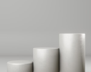 Cylinder podium on white background. 3d display product abstract minimal scene with geometric podium platform.