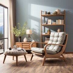 beautiful modern armchair with stool in living area cosy comfort contemporary home interior desigh