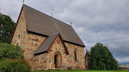 Fototapeta na wymiar Trönö gamla kyrka Trönö Old Church Medieval church from the early 12th century.