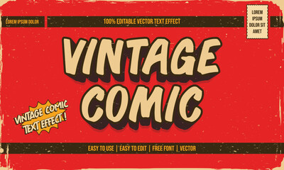 Fototapeta premium shabby worn vintage retro editable text effect in superhero cartoon comic style with grunge texture