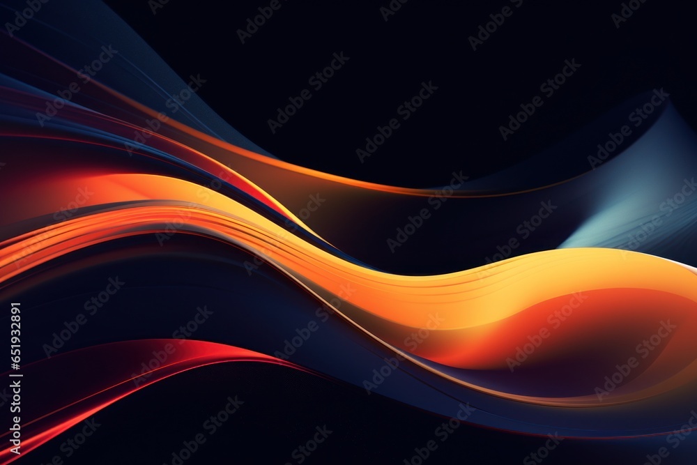 Poster An image featuring waves of orange and blue on a black background. This picture can be used for various design projects.