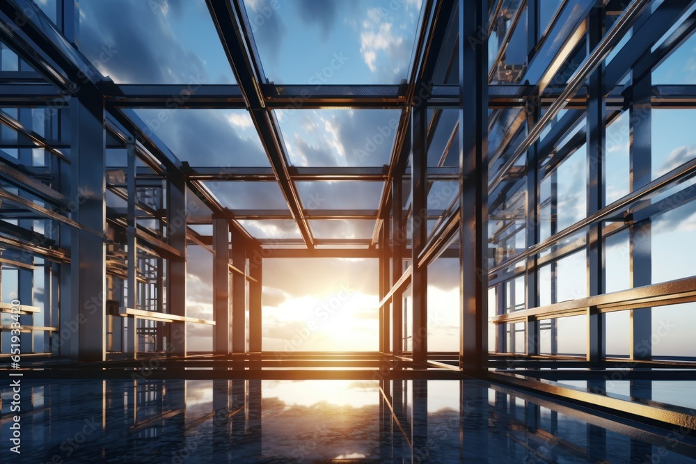 Poster Sunlight shining through the windows of a building. Perfect for architectural and interior design concepts.