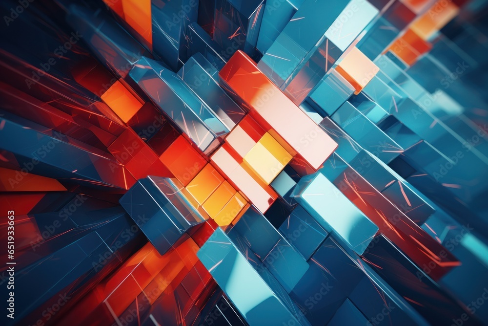 Poster A captivating image of a bunch of cubes suspended in the air. This unique and abstract photo can be used for various creative projects and design purposes.