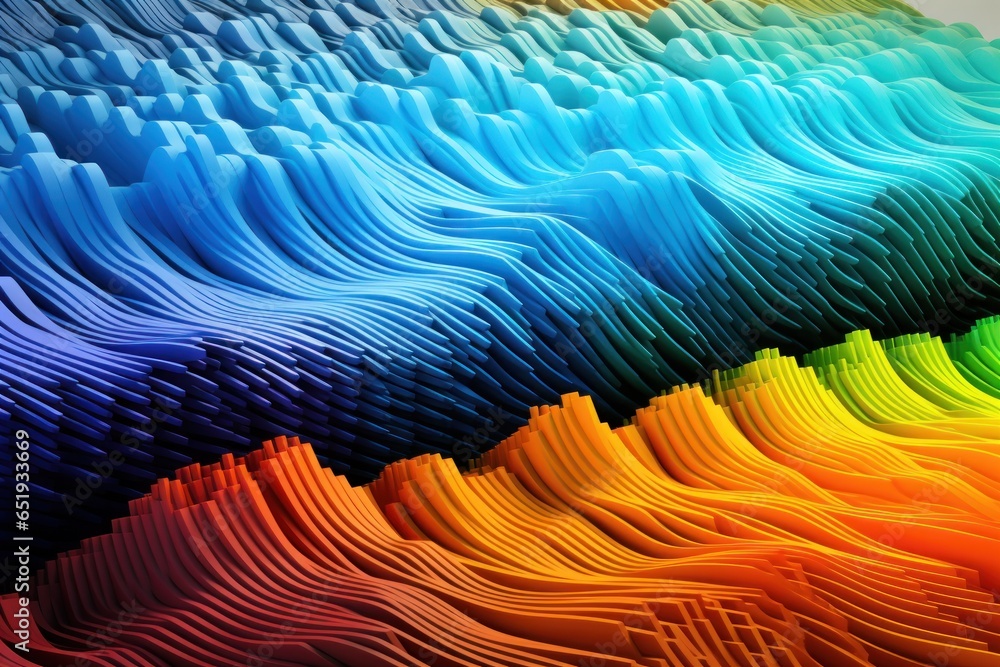 Poster A close-up view of a vibrant rainbow of colored paper. This image can be used for various creative projects and designs.