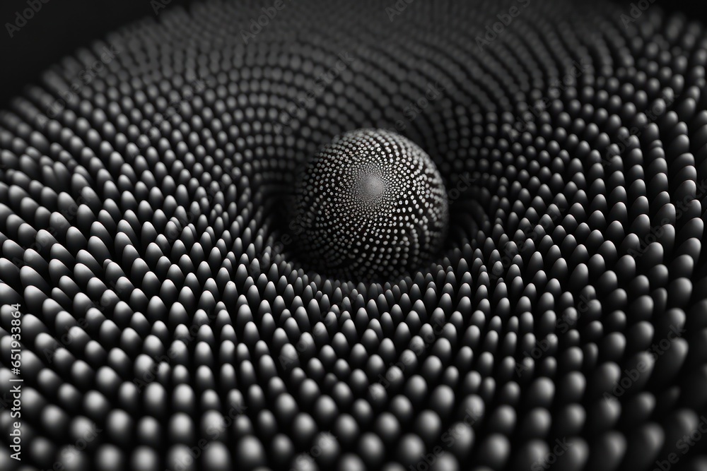 Poster a black and white photograph of a sphere. this versatile image can be used for various purposes.
