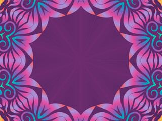 Beautiful colourful caleidoscope gradient batik ethnic dayak flowers line art pattern