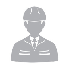 作業服にヘルメットを被った男性のシルエットイラスト　グレー