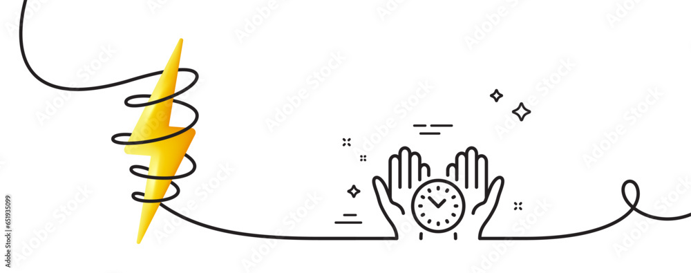 Poster safe time line icon. continuous one line with curl. clock sign. office management symbol. safe time 