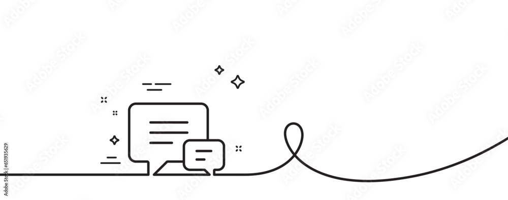 Aufkleber chat line icon. continuous one line with curl. speech bubble sign. communication or comment symbol. 