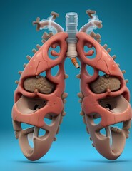The lungs are orange and have a porous texture. The image is a metaphor for the harmful effects of smoking on the lungs