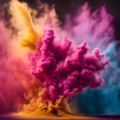 Awesome   explosion colored paint art. Generative AI
