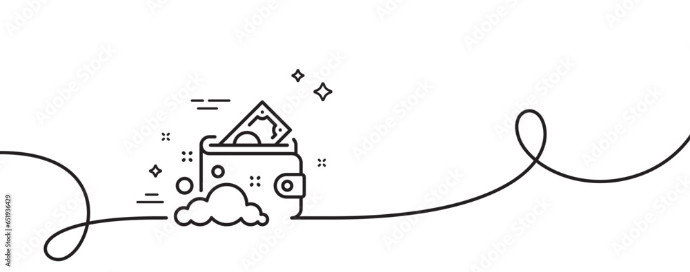 Poster launder money line icon. continuous one line with curl. cash corruption sign. tax avoidance symbol. 