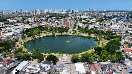 Aerial landscape of lagoon tourism landmark of city of Joao Pessoa at Brazilian Paraiba State....