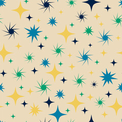 Vector Pattern.Sparkling, blinking sparks on a soft pink background.Shine sparkle icon. Blink star for logo, sparkle clipart.Print.Web design.Social media.Packaging.Wrapper.Paper.Holiday.Joy.Symbol.