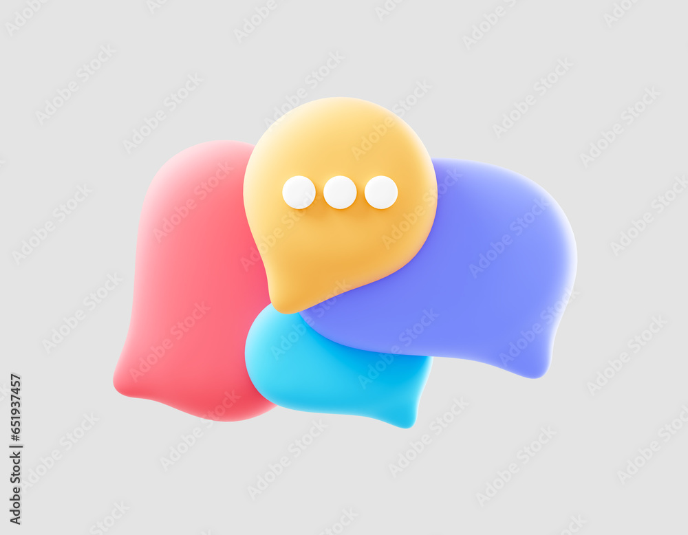 Poster 3d speech bubbles message with blank copy space for text. social network communication. empty dialog