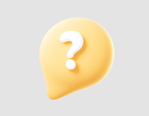 3D question mark icon sign or ask FAQ and QA answer solution information. Have a question, question answer sign or problem. 3d rendering