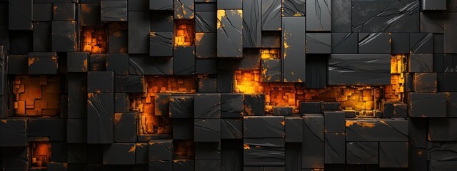 Flaming black cubes pattern. 