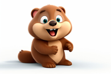 3d cartoon design cute character of an otter