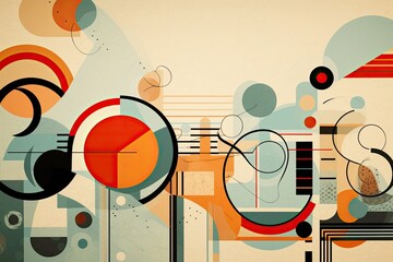 Obraz premium retro-inspired abstract picture with a vintage color palette and playful patterns, evoking nostalgia - Generative AI