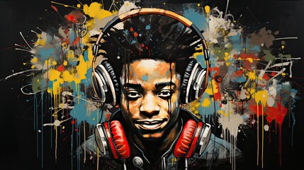 Colorful rainbow music dj abstract painting.  © Lubek