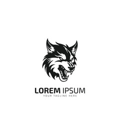 Fototapeta premium Black wolf logo icon design. Wild animal head silhouette symbol. Canine predator sign. Vector illustration.