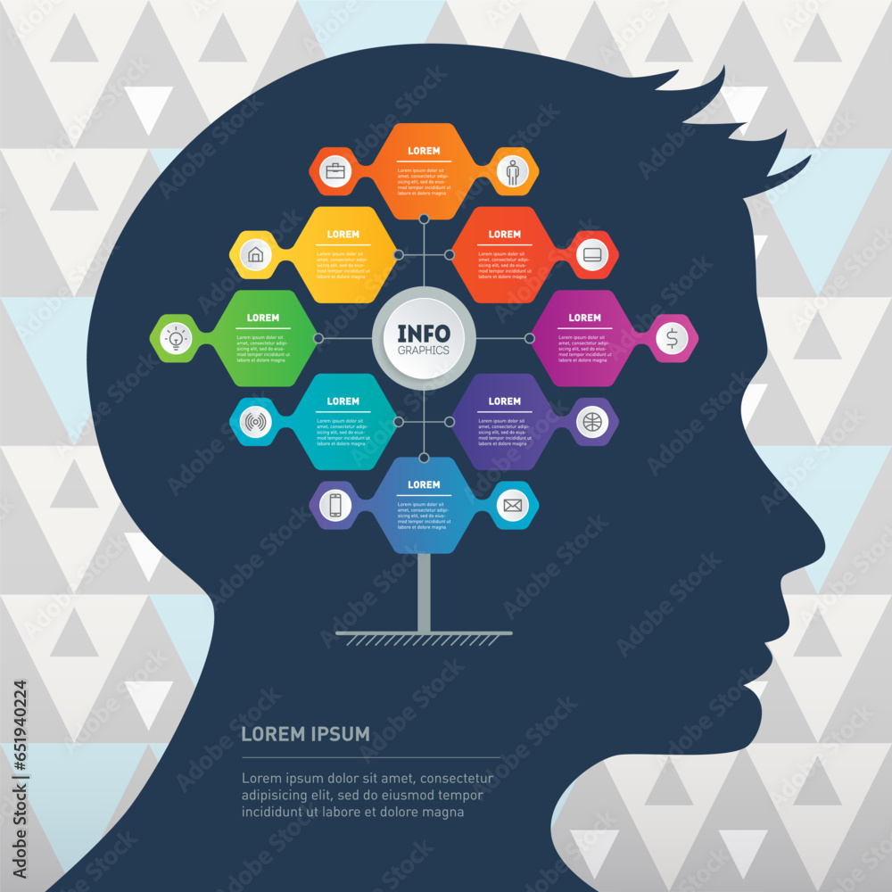 Poster diagram. business presentation concept with 8 options and icons. vector info graphic of technology o