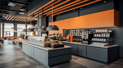 interior of a modern bar/restaurant/coffee shop/caffe