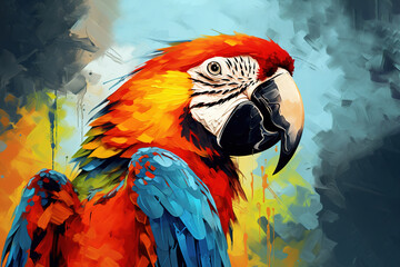 Image of colorful macaw parrot. Birds, Wildlife Animals, Generative AI, Illustration.