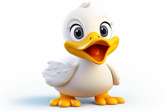 3d cartoon design cute character of a duck