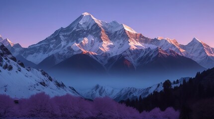 The mountains take on a serene dreamlike quality