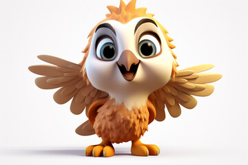 Fototapeta premium cute 3d character cartoon design, children's style, an eagle