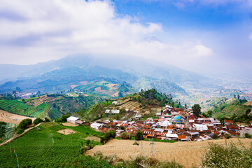 Beautiful and interesting view of Igirmranak village, Wonosobo Indonesia which is at the foot of...