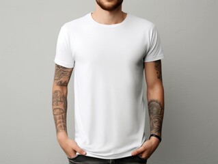 white blank t-shirt with space for your logo, mock up in casual urban style