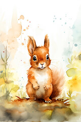 Watercolor Woodland Squirrel Digital Papers, Woodland Backgrounds, Woodland Nursery Papers, Woodland Baby Shower Invitation, Baby Squirrel