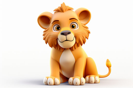 3d cartoon design cute character of a lion