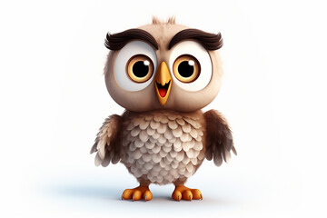 3d cartoon design cute character of an owl