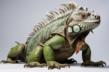 Fototapeta premium green iguana on a black background