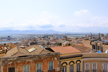 Panoramic view over the city of Cagliari, capital of Sardinia, Italy