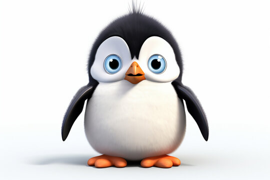 3d cartoon design cute character of a penguin