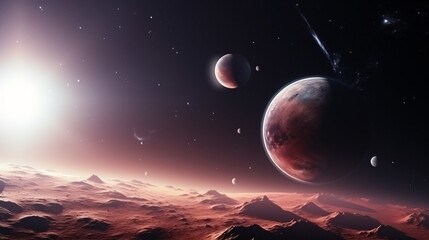 Fototapeta premium Exquisite planets in the distant, uncharted cosmos captivate the imagination..