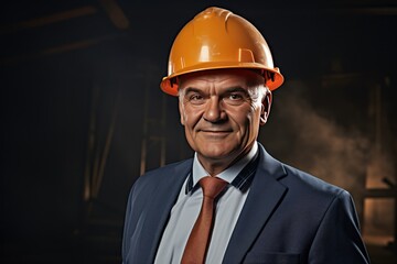 Smart portrait, male senior engineer standing with his arms crossed confidently. - 651948019