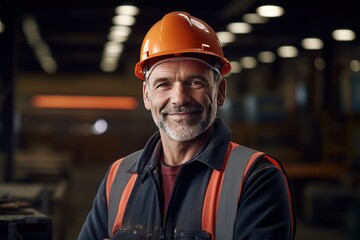 Smart portrait, male senior engineer standing with his arms crossed confidently. - 651948023