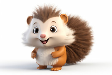 Fototapeta na wymiar 3d cartoon design cute character of a hedgehog