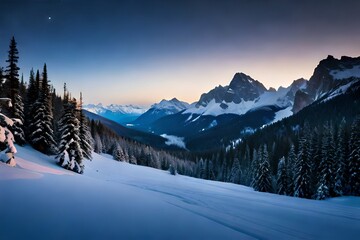 Fototapeta na wymiar winter landscape with snow covered mountains