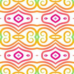 Seamless colourful batik ethnic dayak aztec Kalimantan pattern for background textile garment 