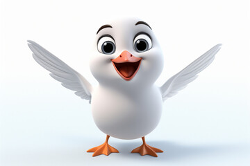 3d design of a cute character of a seagull