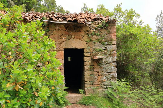 Ruined building in the abandoned area in Corsica, France